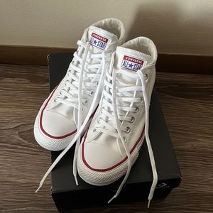 Converse All Star White High-Top Sneakers with Red Trim